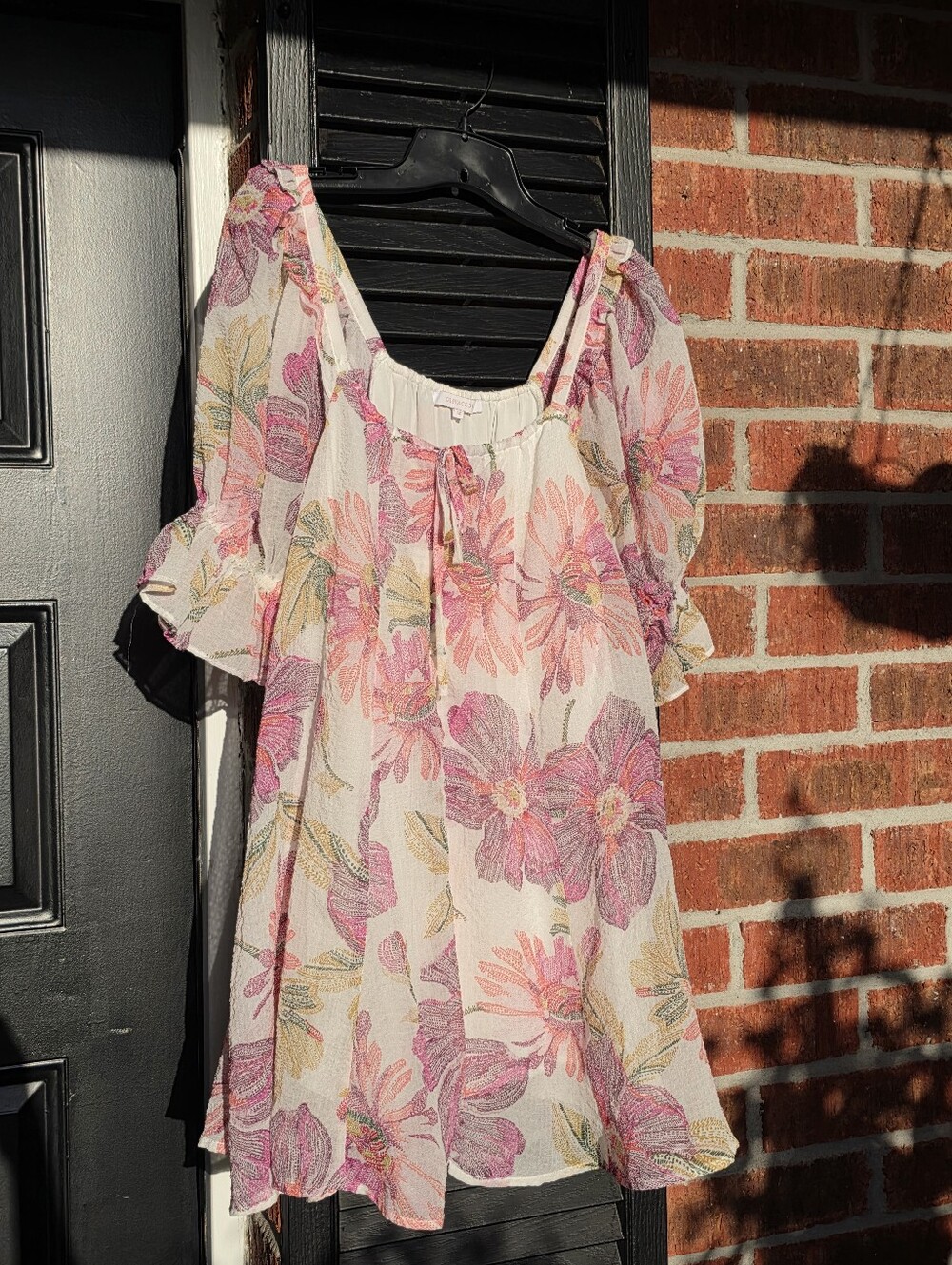 Olivaceous Pink Puff-Sleeve Mini Dress Medium